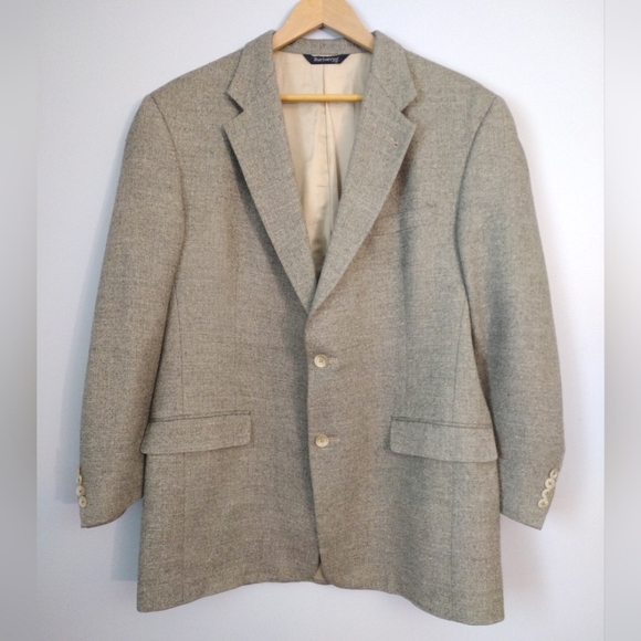 Vintage Burberry Blazer Taupe Cream Grey‎ Houndstooth - Picture 1 of 11